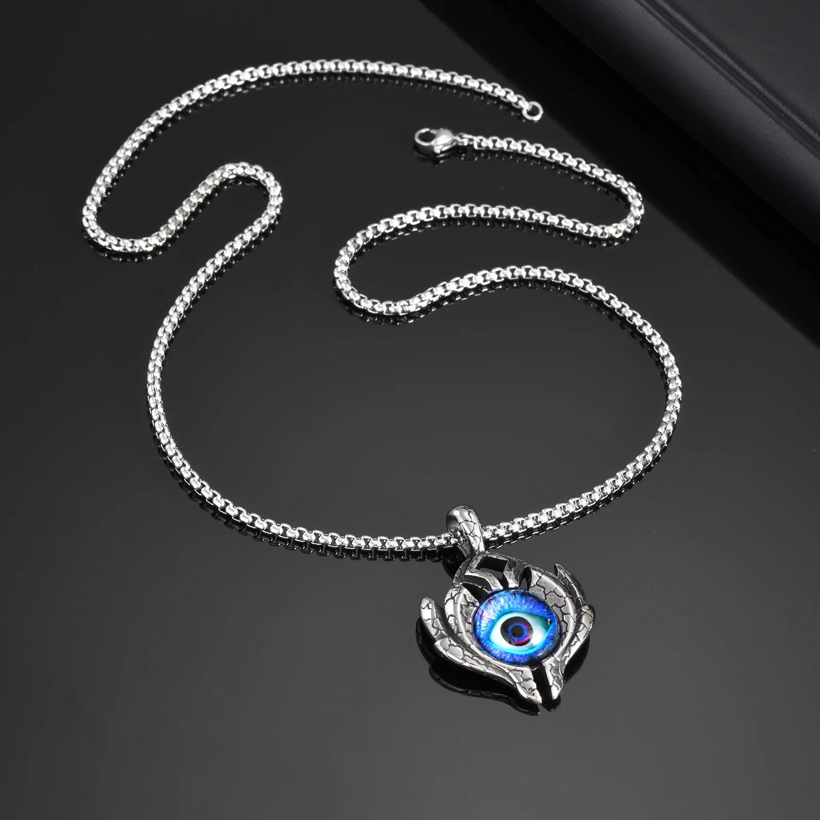Collier pendentif Vnox Big Evil Eye, badge épais en acier inoxydable avec pendentif œil turc, accessoire punk pour homme