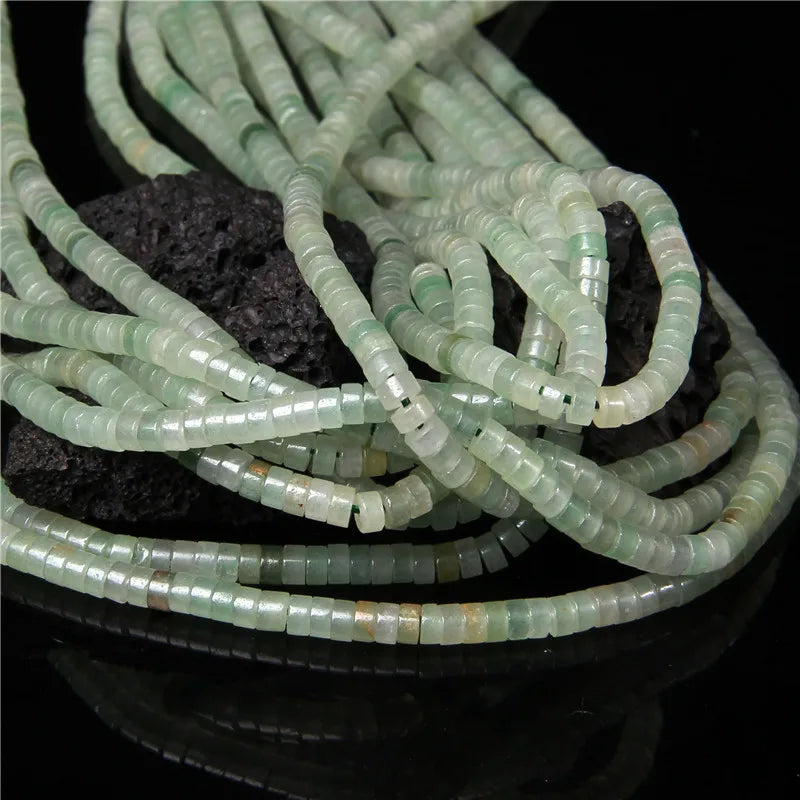 Green Natural Flat Disc Round Stone Bead 4x2mm Jade Aventurine Jasper Heishi Beads For Jewelry Making Bracelet Necklace Handmade