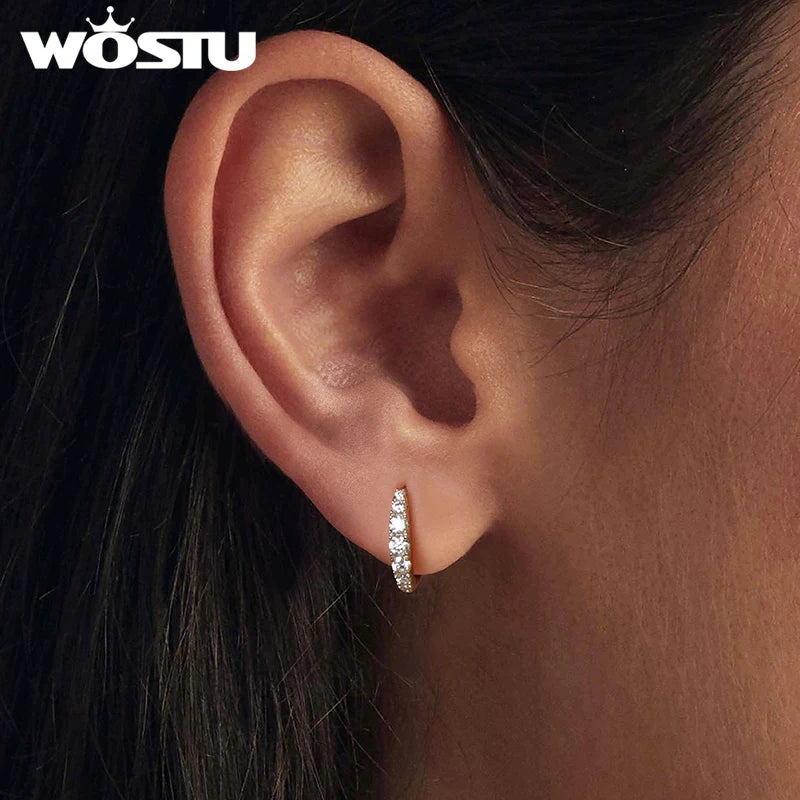 WOSTU Horse Eye Moissanite Hoop Earrings Lab Diamond 925 Sterling Sliver Wedding Engagement Earring Hoops Party Jewelry mom Gift