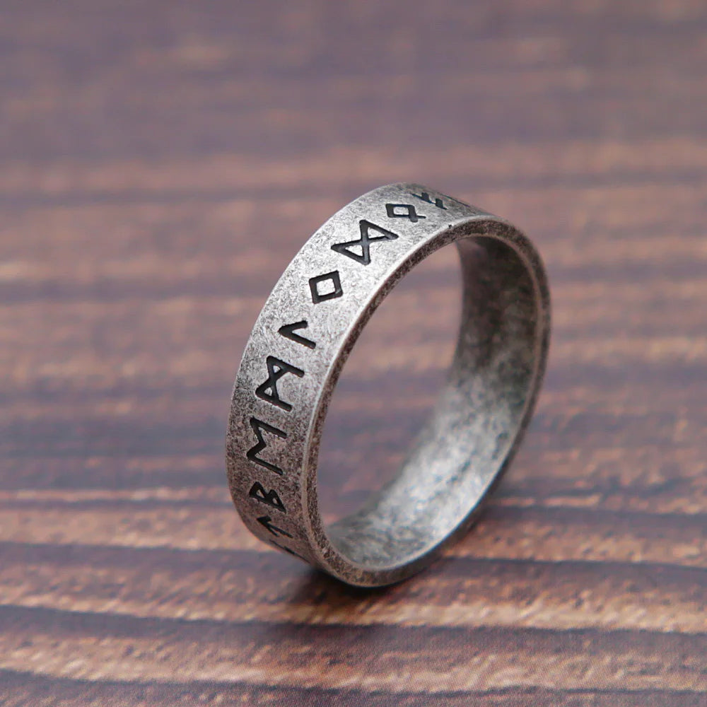 Fashion Retro Viking Rune Ring for Men Women 316L Stainless Steel Odin Letter Rings Couple Simple Amulet Jewelry Gifts Wholesale