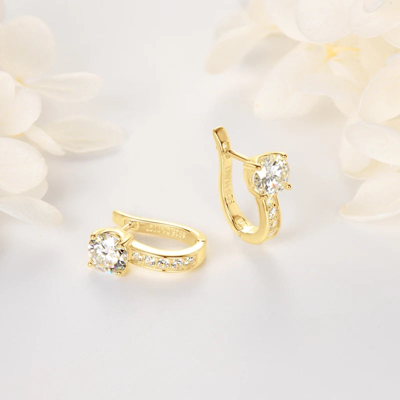 OXTAO 1CT Moissanite U Shape Hoop Earrings 925 Sterling Silver Stud Ear D Color VVS1 For Women Anniversary Gift Fine Jewelry