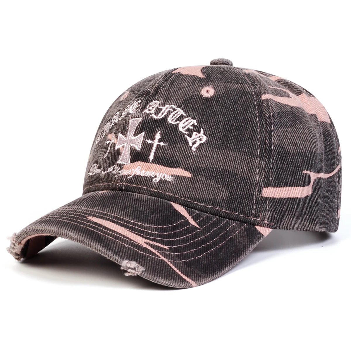 Unisex Cross Embroidery Pierced Baseball Caps Spring and Autumn Outdoor Adjustable Casual Hats Sunscreen Hat Sports Cap