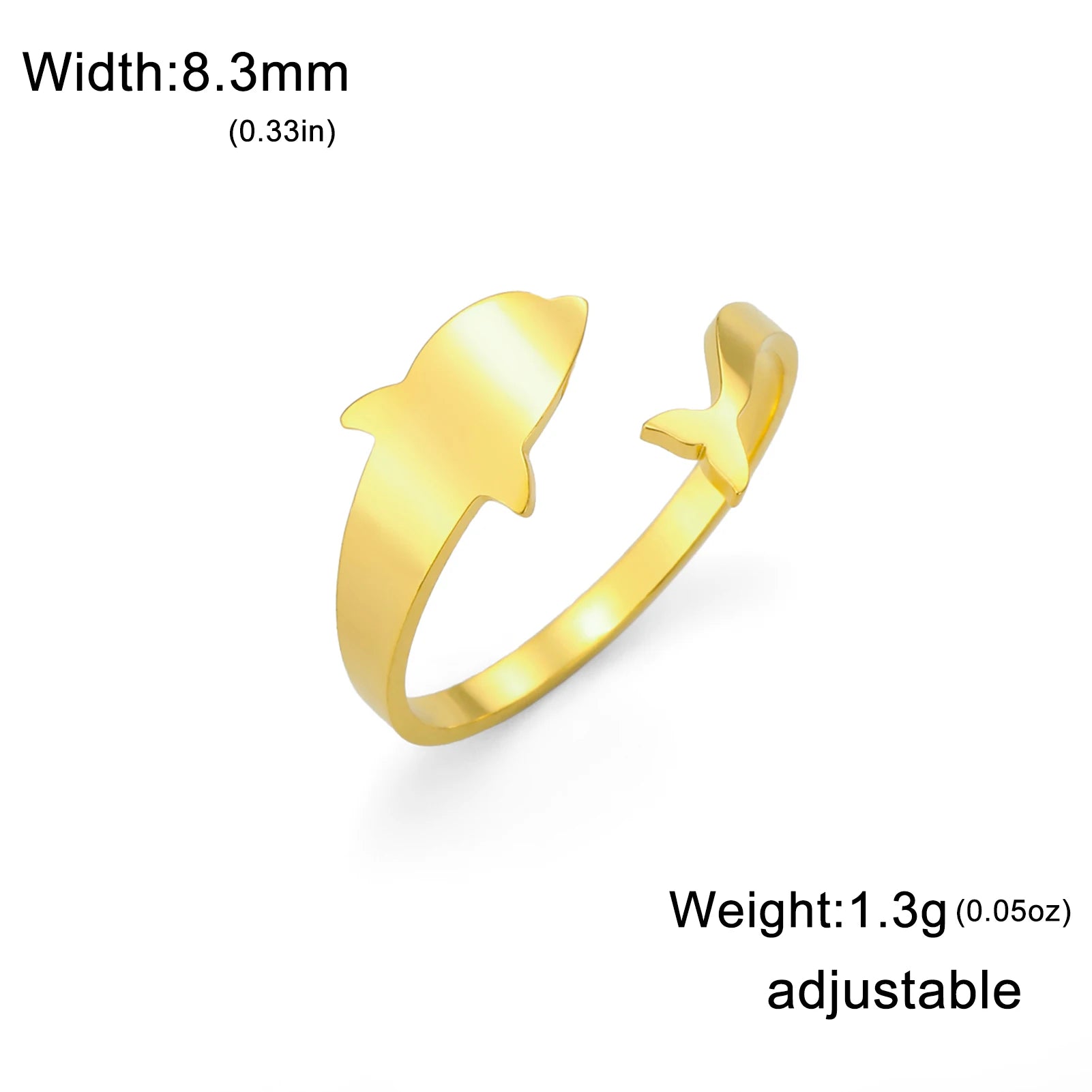 Cazador Animal Dolphin Women's Ring Stainless Steel Jewelry Adjustable Finger Rings Birthday Gift 2025 Trend Wholesale New