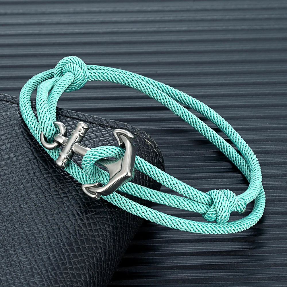 MKENDN Nautical Style Men Anchor Bracelet Handmade Adjustable Surfering Rope Braslet Unfading 3mm Thin String Braclet Homme