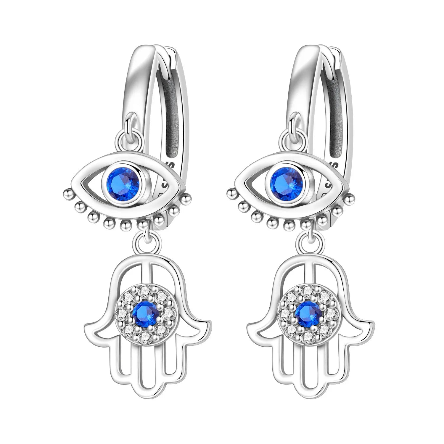PANPOKI 925 Sterling Silver Sparkling Blue Snowflake Earrings Series Drop Earrings For Women Party Gifts Trendy Jewelry