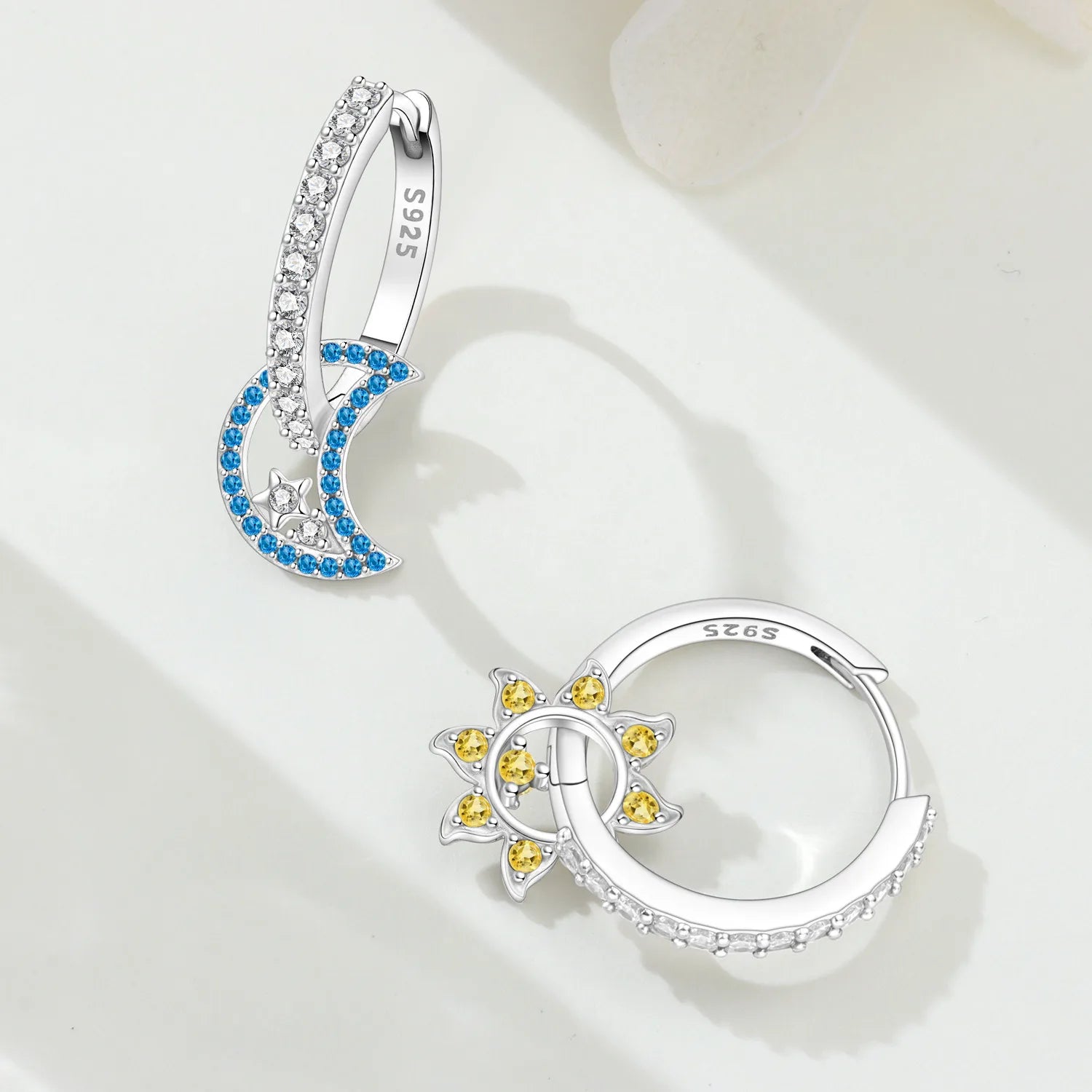 PANPOKI 925 Sterling Silver Unique Design Stars Moon Sun Drop Earrings Women Earrings Charm Versatile Party Jewelry Gifts