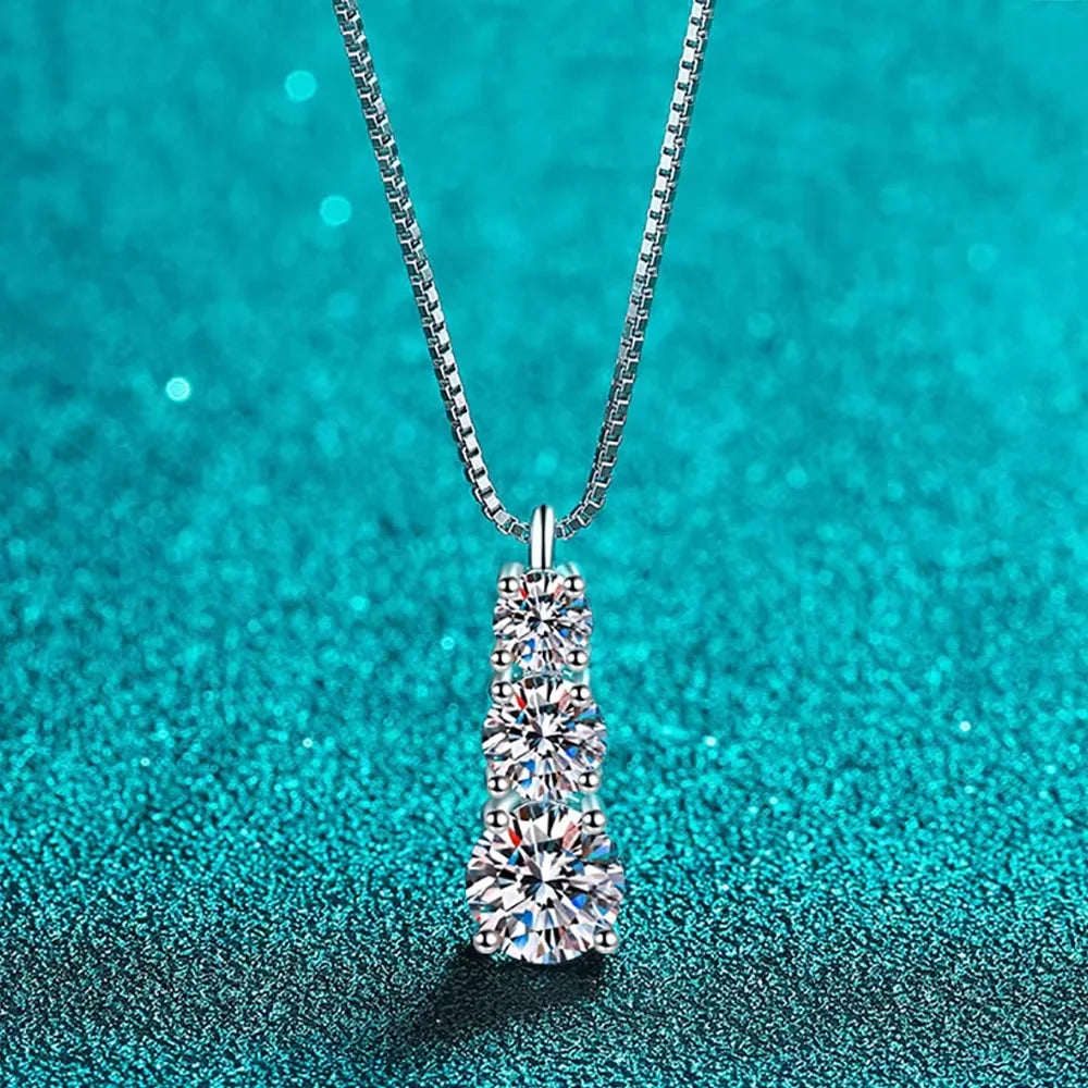 Serenity 1.8ct D Moissanite Pendant Necklace Women Gift S925 Sterling Silver Jewelry Sparkling Lab Diamond Neck Chain Plated 18K - Madeinsea©