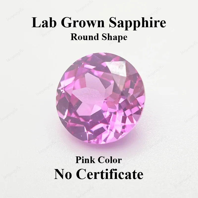 Lab Grown Sapphire Round Cut Pink Color Charms Gemstone for DIY Jewelry Necklace Earrings Main Materials Selectable Certificate