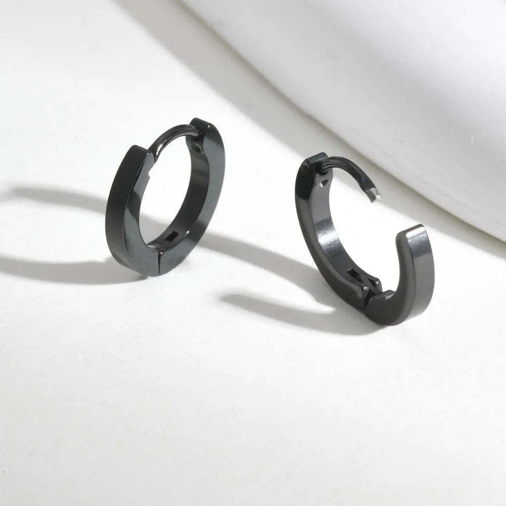 Vnox Glossy Stainless Steel Small Hoop Huggies Earrings for Women Men, Hand Polished Simple Metal Hoops, Minimalist Jewelry Gift