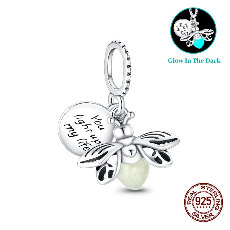 Classic 925 Sterling Silver Beads Luminous Firefly Star Chameleon Charms Pendants Fit Original Bracelet DIY Jewelry For Woman