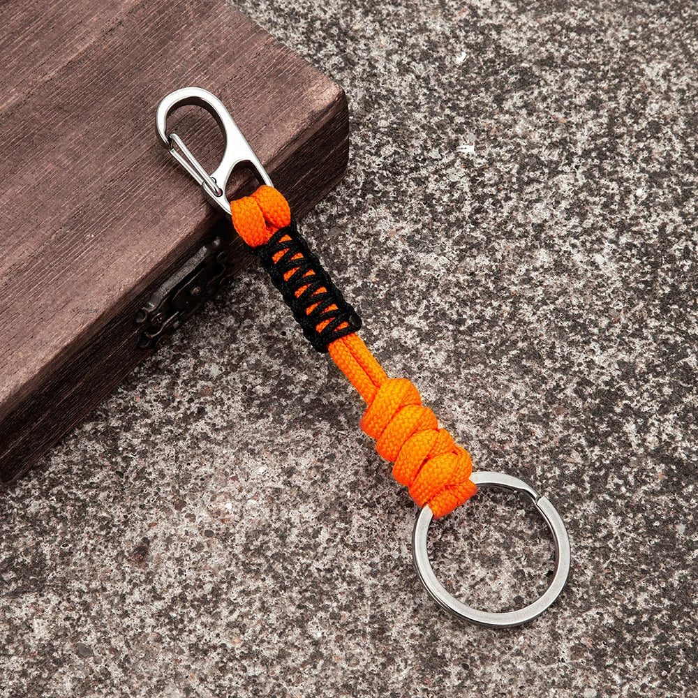 MKENDN Double Buckle Keychain Men Women Hand-woven Outdoor Rock Climbing Paracord Snake Knot Keychains Emergency Metal Key Rings - Madeinsea©
