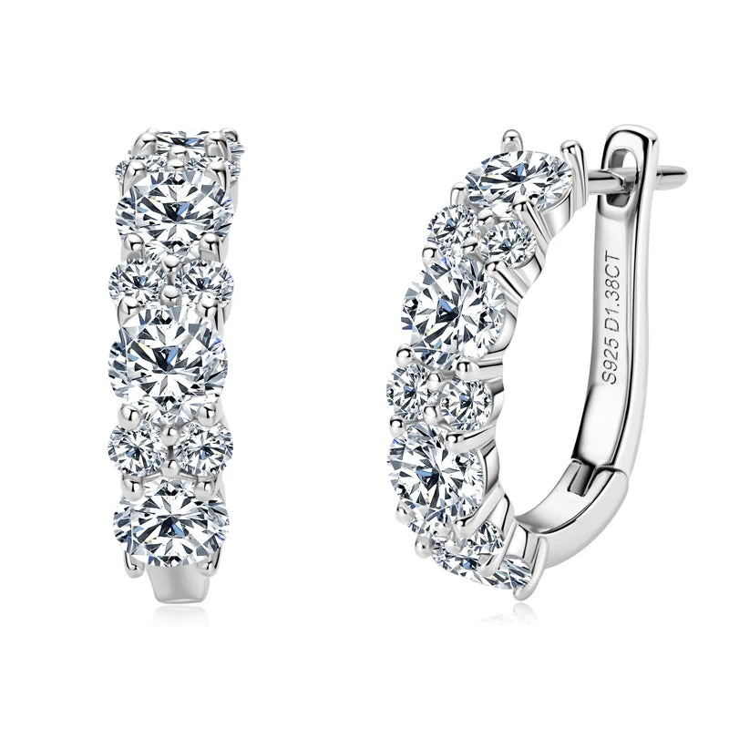 OXTAO D Color Moissanite Hoop Stud Earrings For Women 925 Sterling Silver Piercing Earring Fine Jewelry Gift GRA Certified