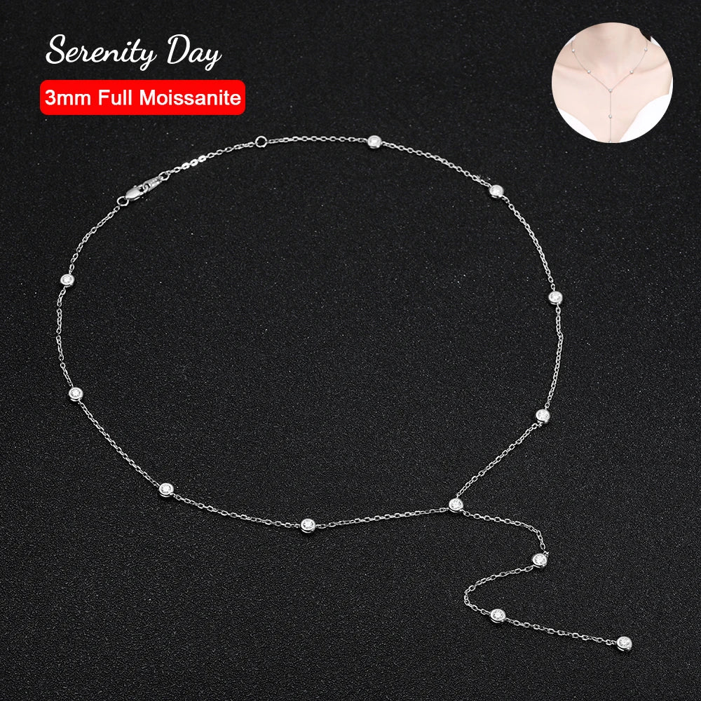 Serenity 1.2cttw D Color Moissanite Necklace For Women Wedding Engagement Party 925 Sterling Silver Adjustable Bubble Neck Chain - Madeinsea©