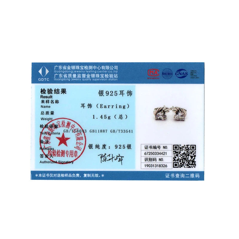 BISAER Real 925 Sterling Silver Wing Stud Earrings Heart Zircon Hypoallergenic Earrings for Women Party Weedding Fine Jewelry