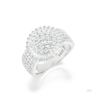 TUHE Unisex  Baguette Moissanite Men Rings Hip Hop Jewelry 925 Silver Rings Ice out VVS1 Moissanite With Certificate Men Rings