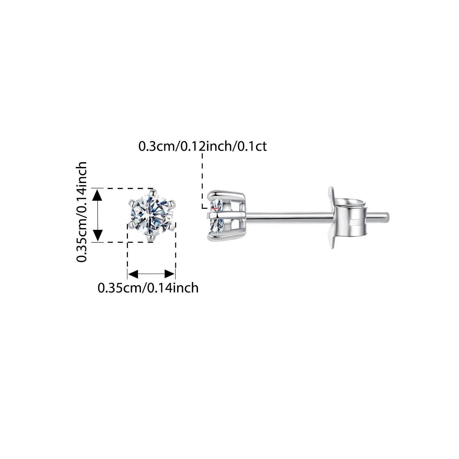WOSTU Moissanite Wedding Stud Earrings For Women 925 Sterling Silver Sparkly Round Diamond Cut Ear Studs Pendients 0.2-2CT