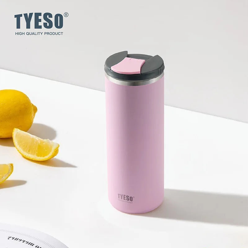 Tyeso Water Bottle 600/750ML Stainless Steel Tumbler Travel Mug Vacuum Leak-Proof Direct Drink Portable Office/Car/Coffee Cup