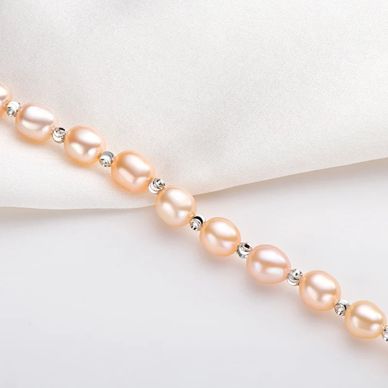 OXTAO Natural Freshwater Pearl Fashion Bracelet Ladies Elegant Bracelet Jewelry Valentine's Day Girlfriend Birthday Wedding Gift