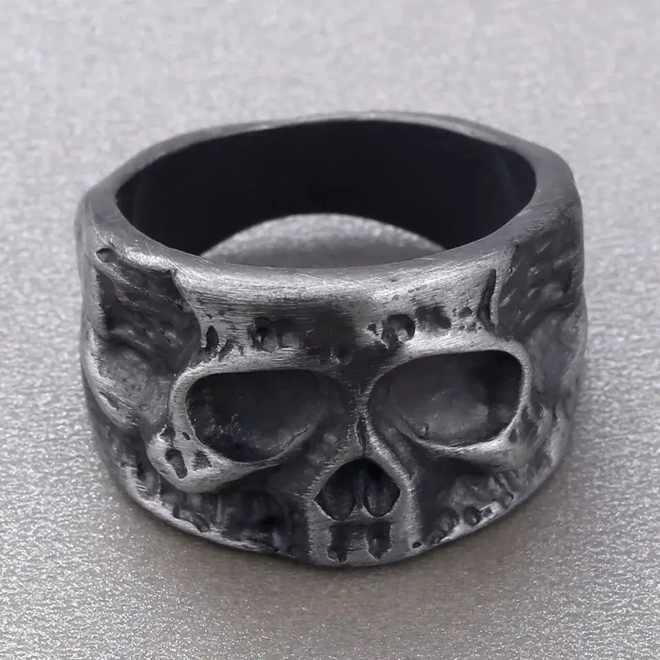 Retro Half Face Skull Ring For Men Vintage Punk Gothic Rock Hiphop Ring Bikers Accessories Handmade Designer Jewelry Unisex Gift