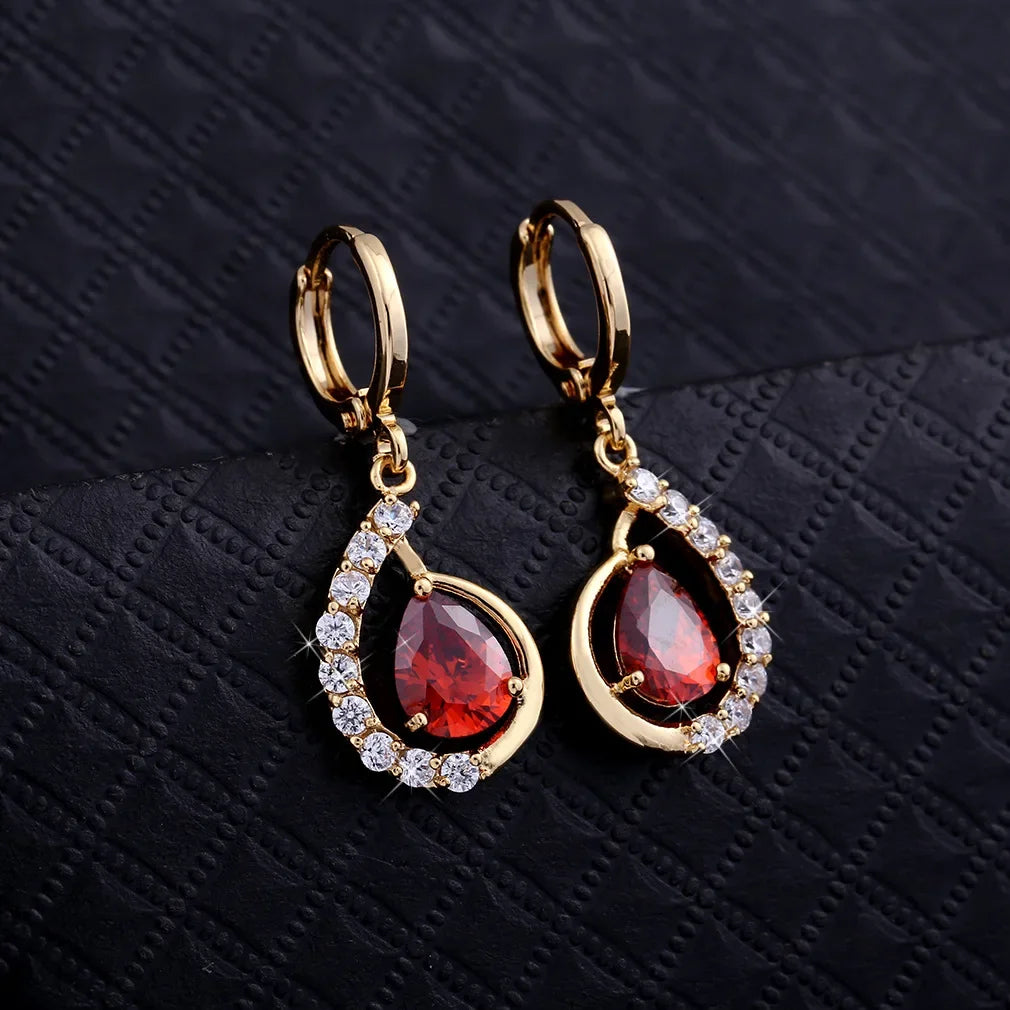 Water Drop Earrings for Women Natural Crystal Wedding Engagement Bridal Jewelry Real 14k Gold Dangle Diamond Earring Bohemia