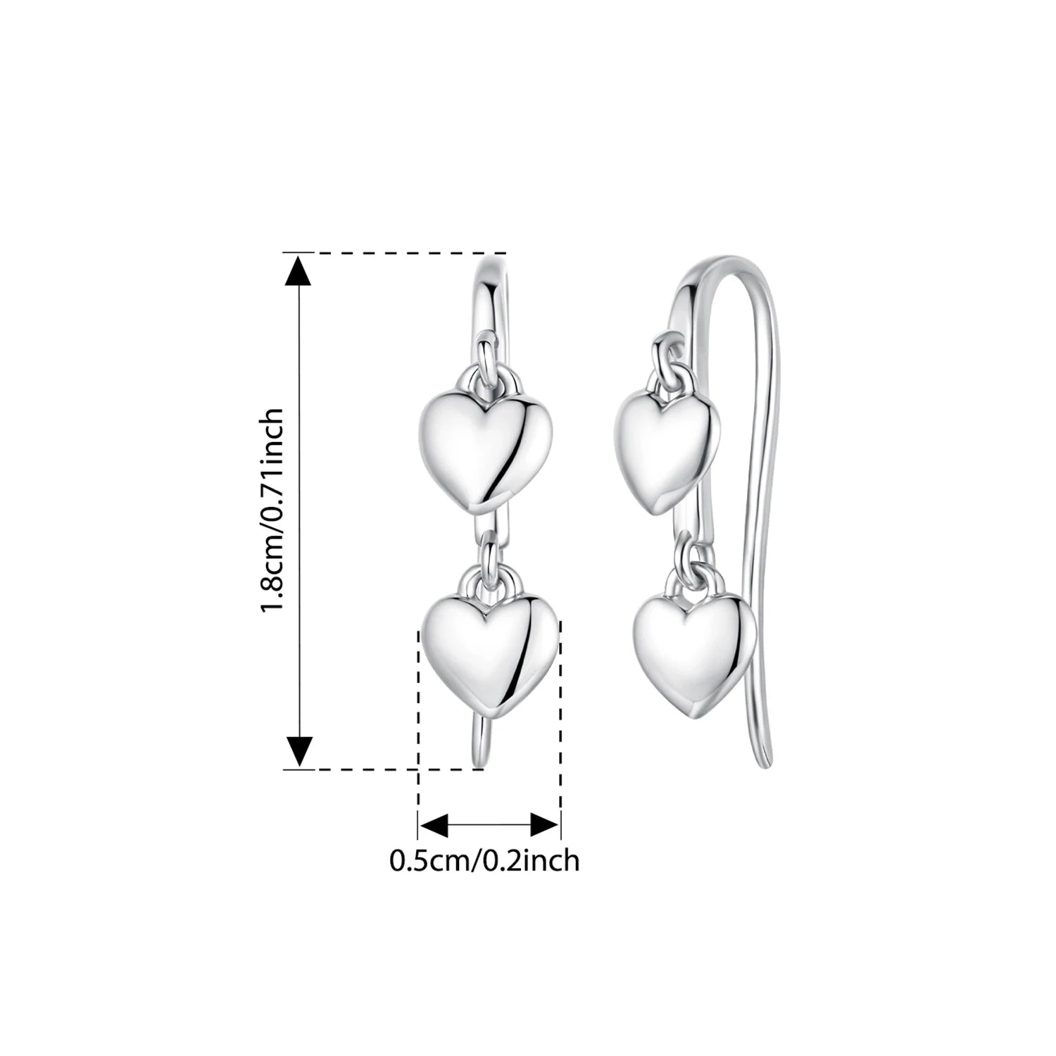 BISAER 925 Sterling Silver Heart Tassel Hook Earrings Metal Texture Earrings Hypoallergenic for Women Party Fine Jewelry Gift