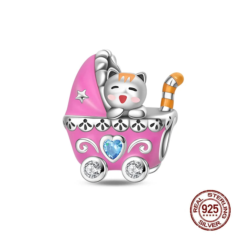 Original 925 Sterling Silver Charms Beads Graduation Season College Entrance Bachelor's Cap Pendant for Bracelet Charm Jewelry