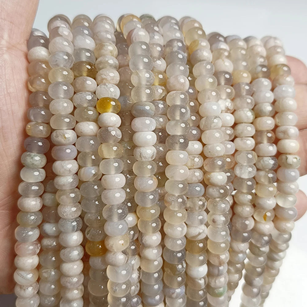 New Arrival Natural Sakura Agates Stone Bead Cherry Blossom Agat Rondelle Tube Loose Spacer Beads For Jewelry Making Accessories