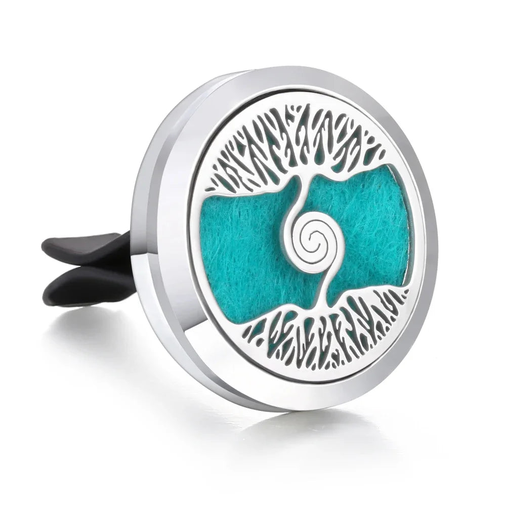 New Aromatherapy Car Perfume Diffuser Stainless Steel 30mm Magnetic Aroma Diffuser Locket Car Air Freshener Vent Clip + 1pcs Pad