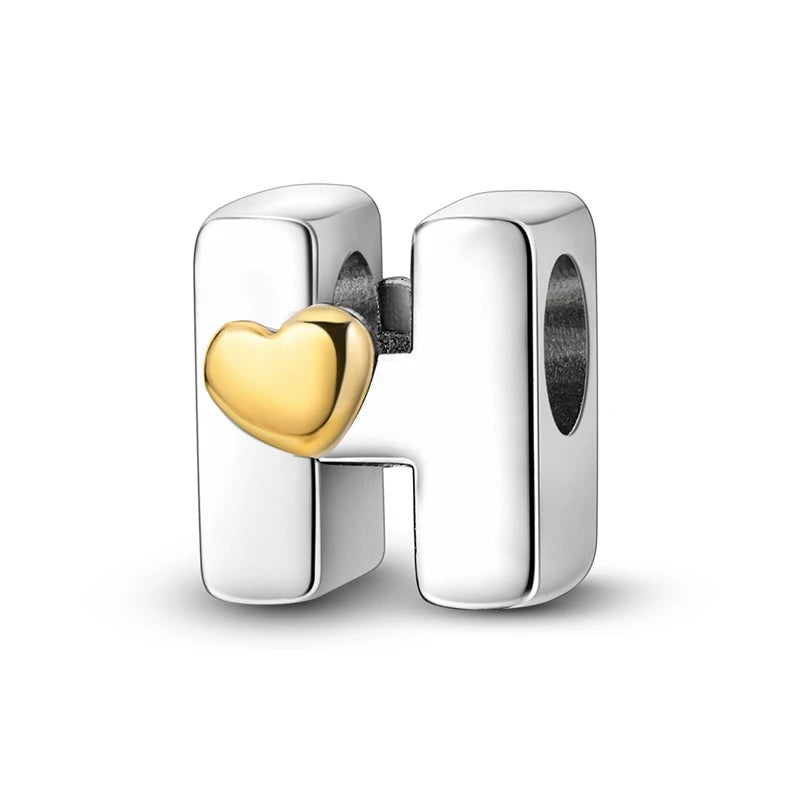 New 925 Sterling Silver Charm Beads 26 Letter Alphabet A-Z Charm Fit Original Charms Bracelet DIY Birthday Jewelry Gift Making