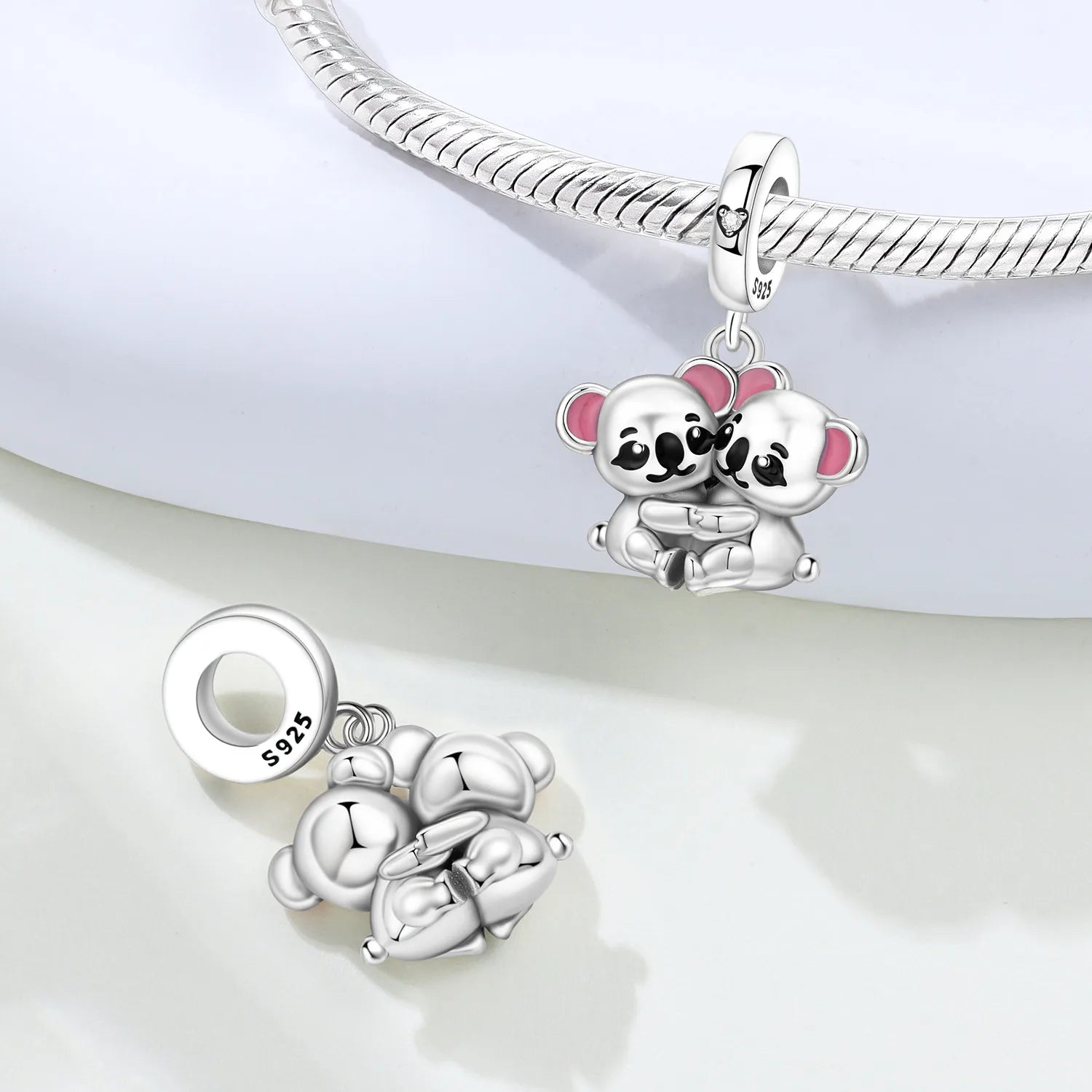 PANPOKI 925 Sterling Silver Embrace Koala Animal Beads Original Pendants Bracelet Charm Jewelry Party DIY Trendy Gifts