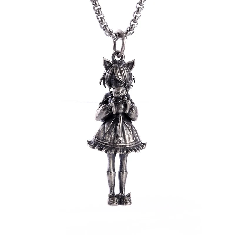 Silver-Plated Anime Mecha Beautiful Girl Girl Pendant Necklace Men and Women Hip-Hop Rock Punk Trendy Jewelry Gift - Madeinsea©