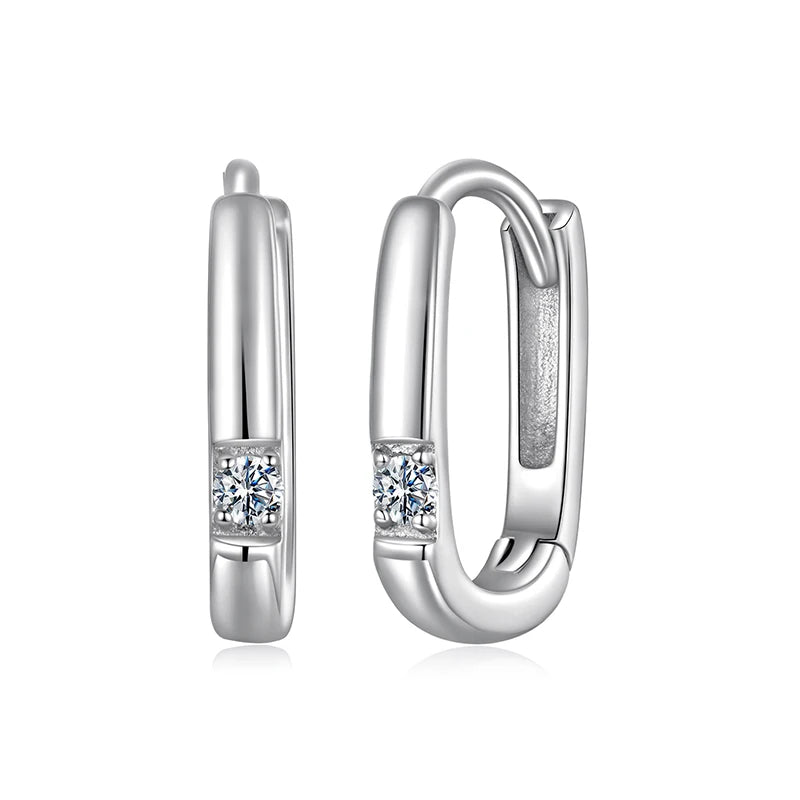 WOSTU Simple Rectangle Moissanite Wedding Earrings For Women Lab Diamond 925 Sliver Geometry Ear Clip Hoops Mother's Day Gifts