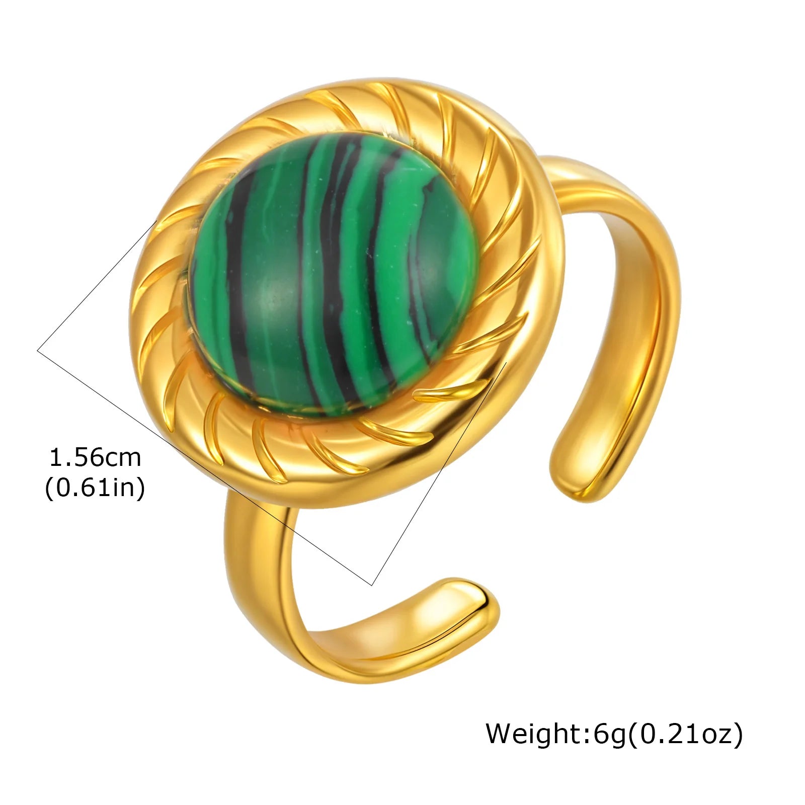 Vnox Elegant Natural Stone Stainless Steel Rings Fashion Colored Pearl Opal Turquoise Rings For Women Retro Waterproof Jewelry