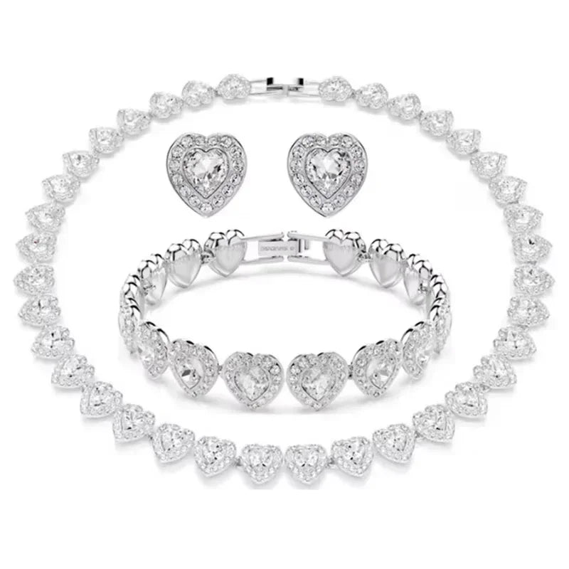 Good Brand Silver Color Ariana Grande Tennis Necklace Women Romantic Luxury Gift Jewelry Set Jewelry Sets 925 sterling silver - Madeinsea©