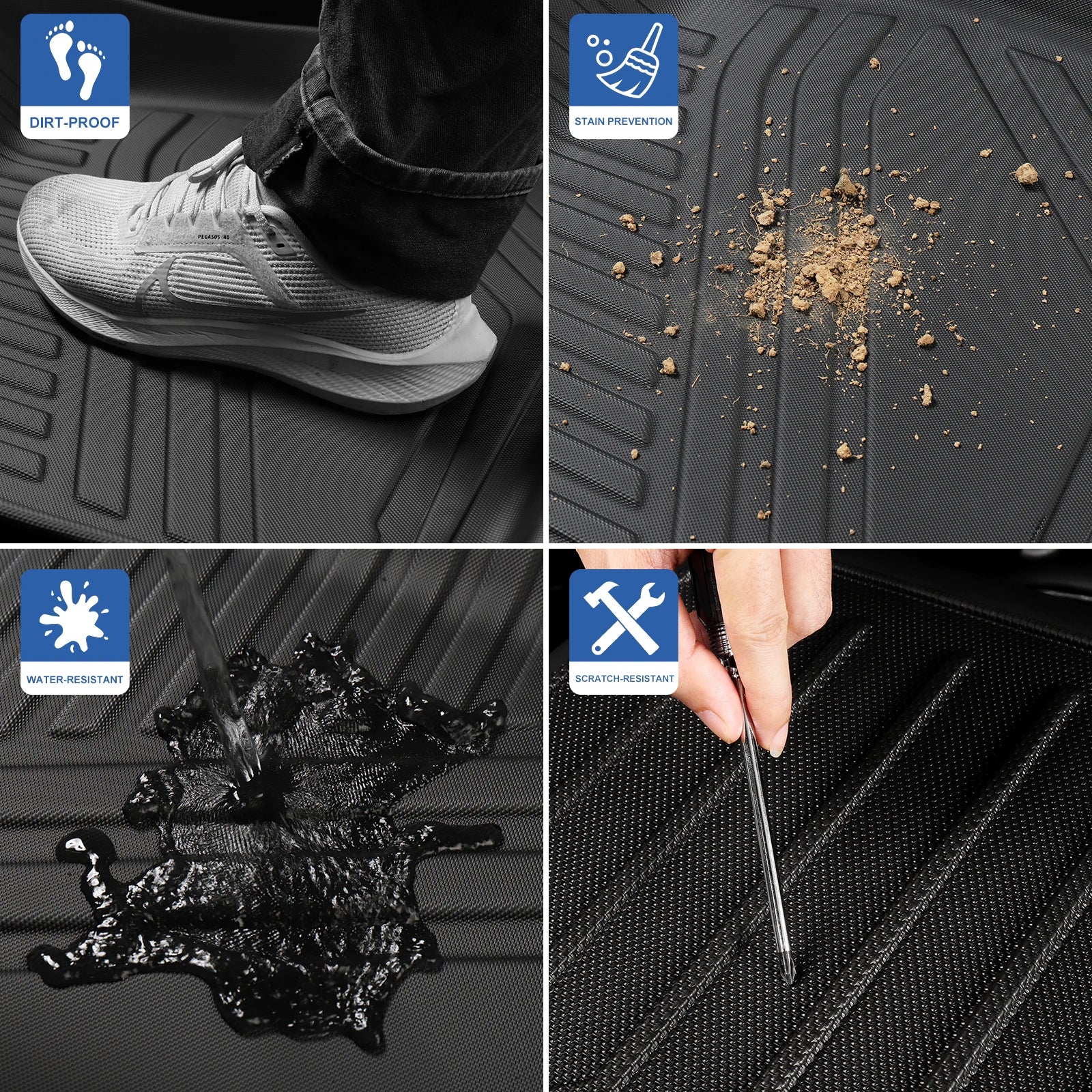 for Land Rover Defende 110 2020-2024 Car Floor Mats Cargo Liner Trunk/Backrest Mat TPE 3D All-Weather Accessiories Black