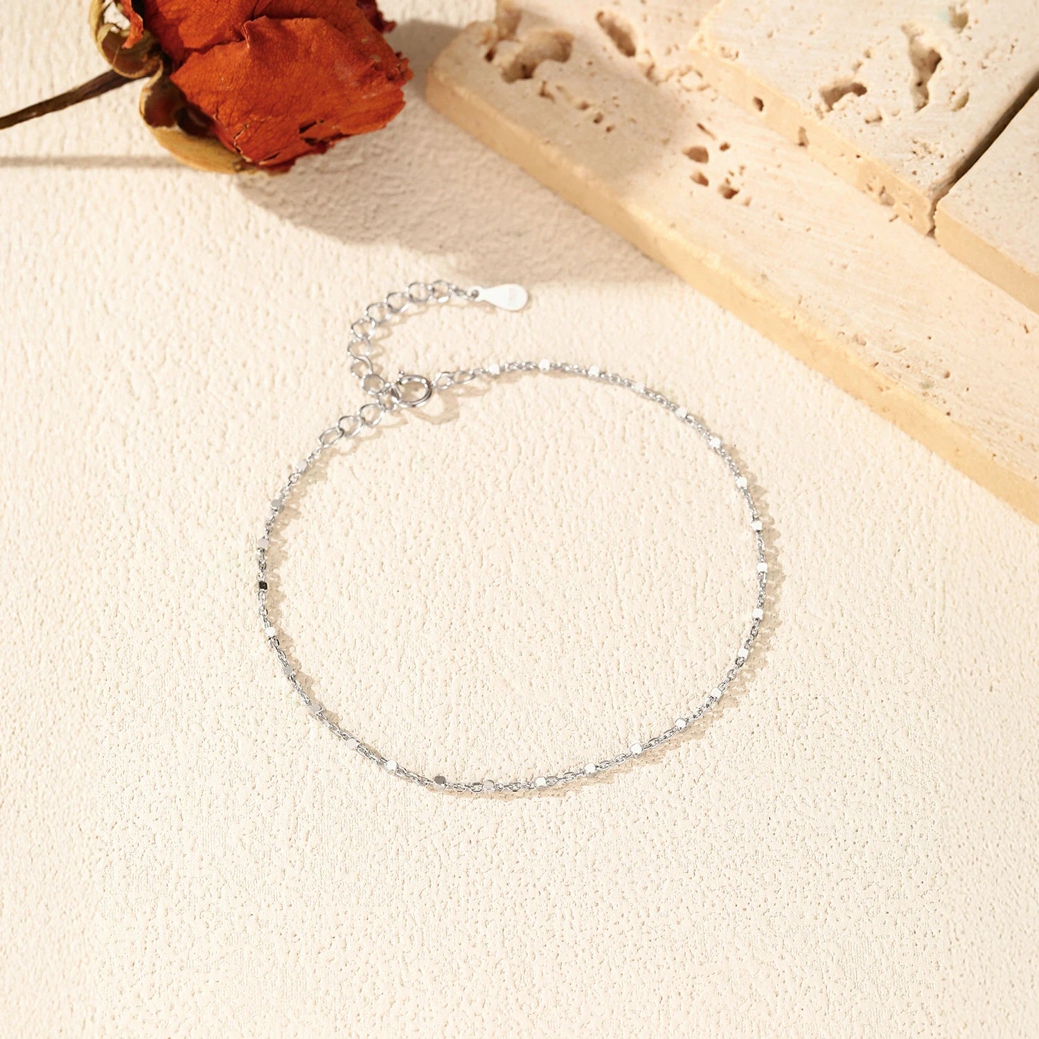 MODIAN 925 Sterling Silver Fashion Simple Geometric Beads Link Chain Charm Bracelets For Women Daily Office Fine Jewelry