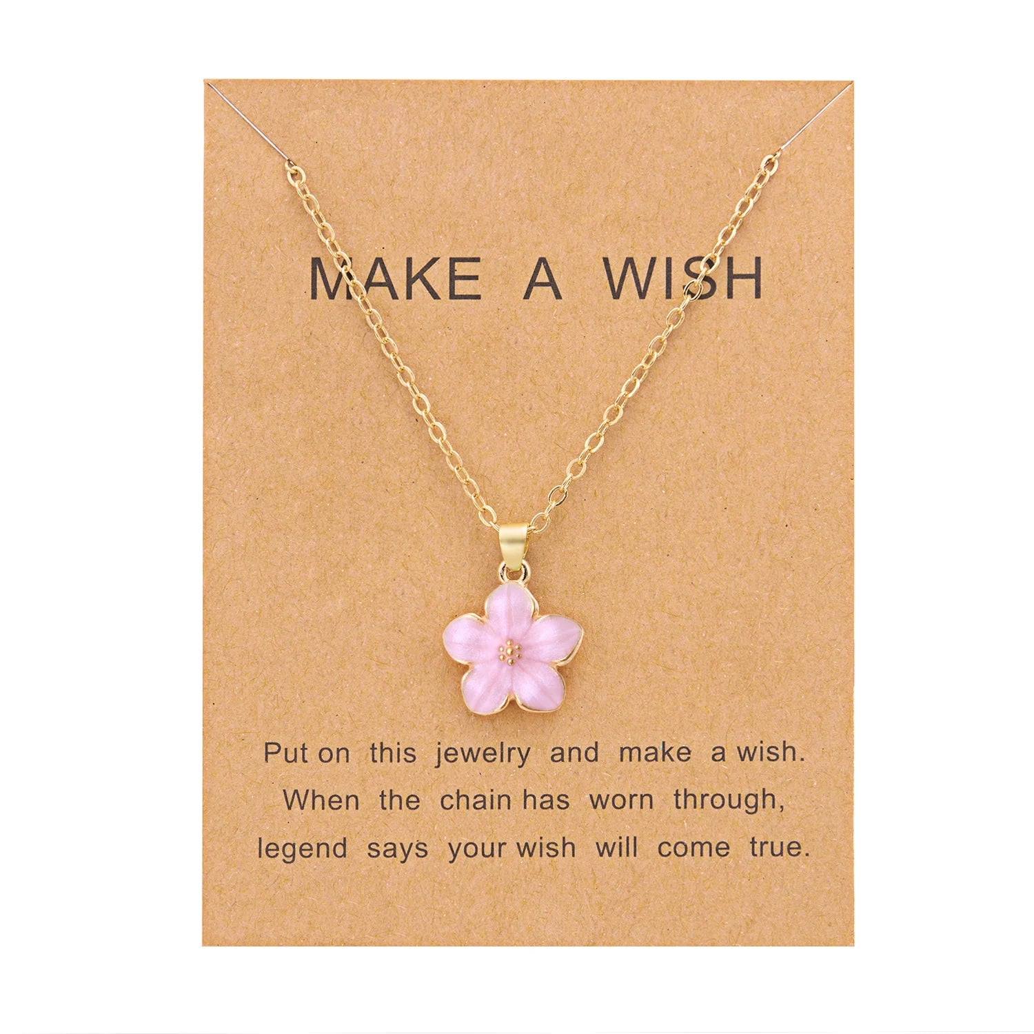 New Flower Pendant Necklace for Women Romantic Cherry Blossom Gold Color Metal Chain Choker Girls Party Wedding Neck Jewelry - Madeinsea©