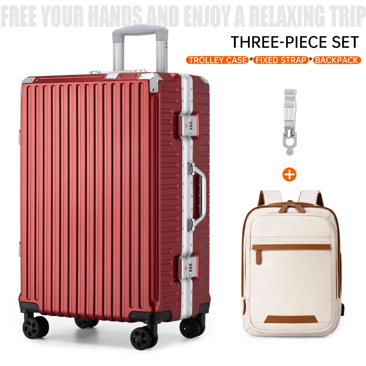 Trolley Luggage 20 24 26 28 Inch Aluminum Frame Rolling Luggage Case USB Travel Suitcase on Wheels Combination Lock Carry-On Luggage - Madeinsea©