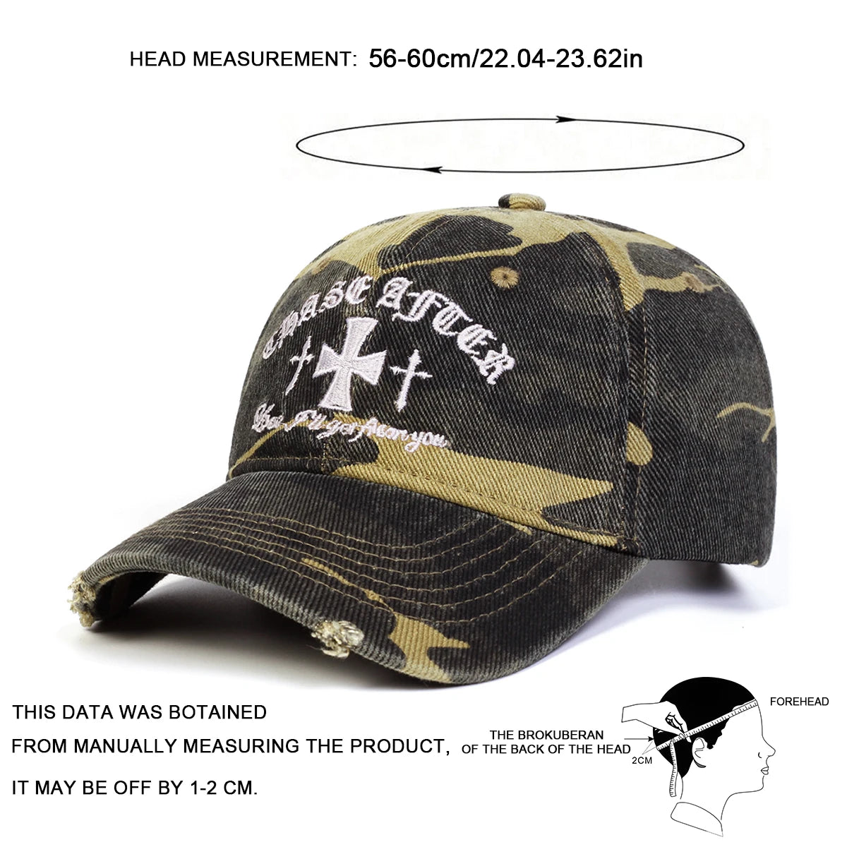 Unisex Cross Embroidery Pierced Baseball Caps Spring and Autumn Outdoor Adjustable Casual Hats Sunscreen Hat Sports Cap