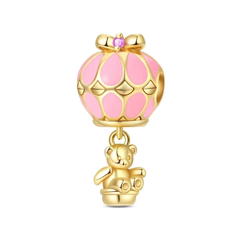 Original Charms Beads 925 Sterling Silver Golden Leopard Firefly Butterfly Hot Air Balloon Beads Fit DIY Bracelet Fine Jewelry