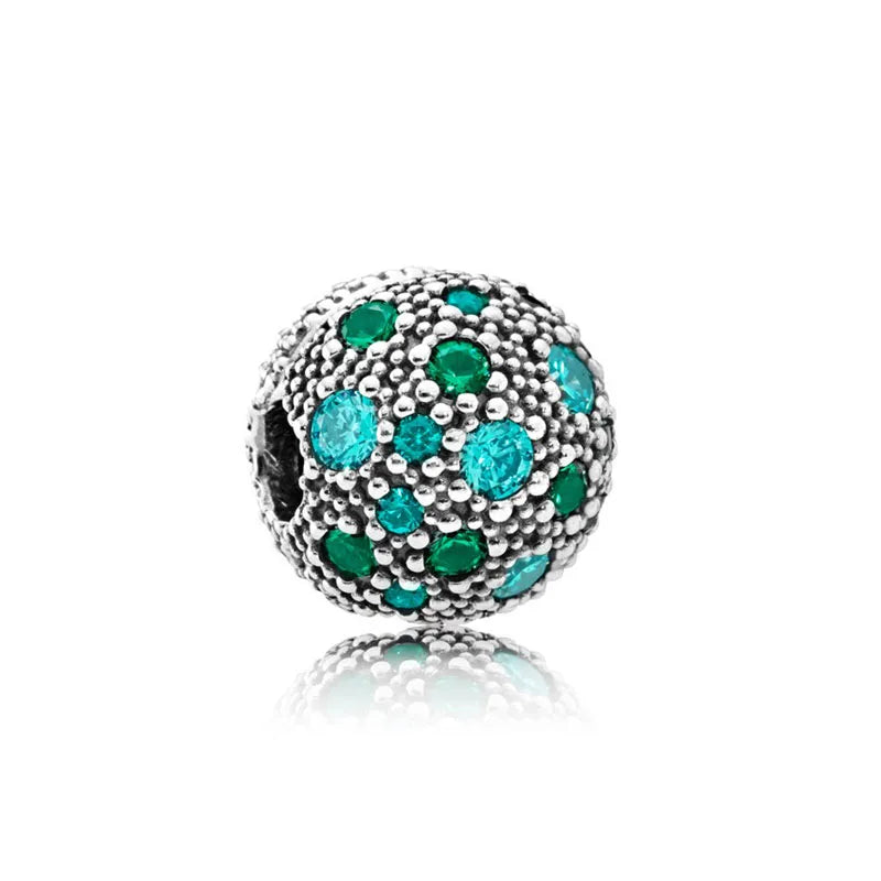 Hot New Summer green series Silver Clover Bead Maple Bird Charm Fit Original Women Bracelet DIY Fine Dangle Jewelry Amulet Gift