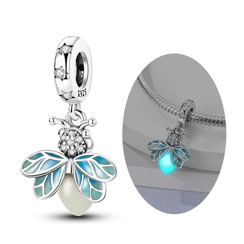 New Original Charms Beads Pendant 925 Silver Sterling Dog Cat Firefly Butterfly Dragonfly Charm For Woman Fashion Jewelry Making
