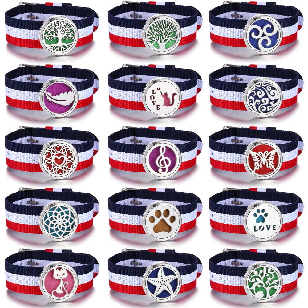 10PCS/lot Wholesale Aromatherapy Diffuser Bracelet DIY Metal Leather Aroma Perfume Essential Oil Diffuser Bracelet for Women Men