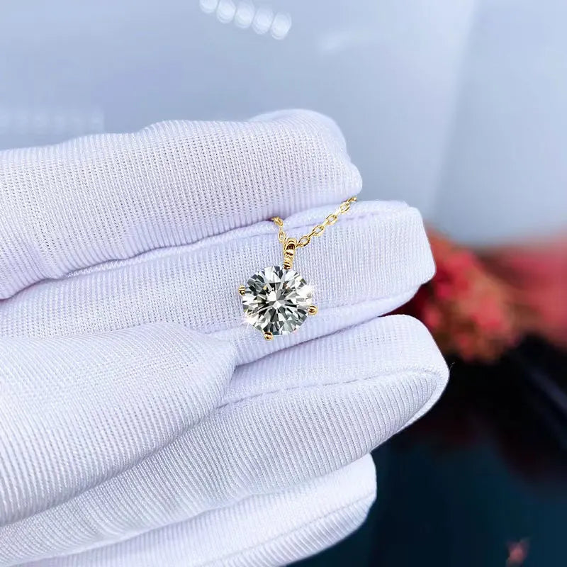 OXTAO GRA 2.0CT Four Claw Moissanite Pendant Necklace Real 925 Sterling Silver D Color Glittering Diamond Ladies Jewelry Gift