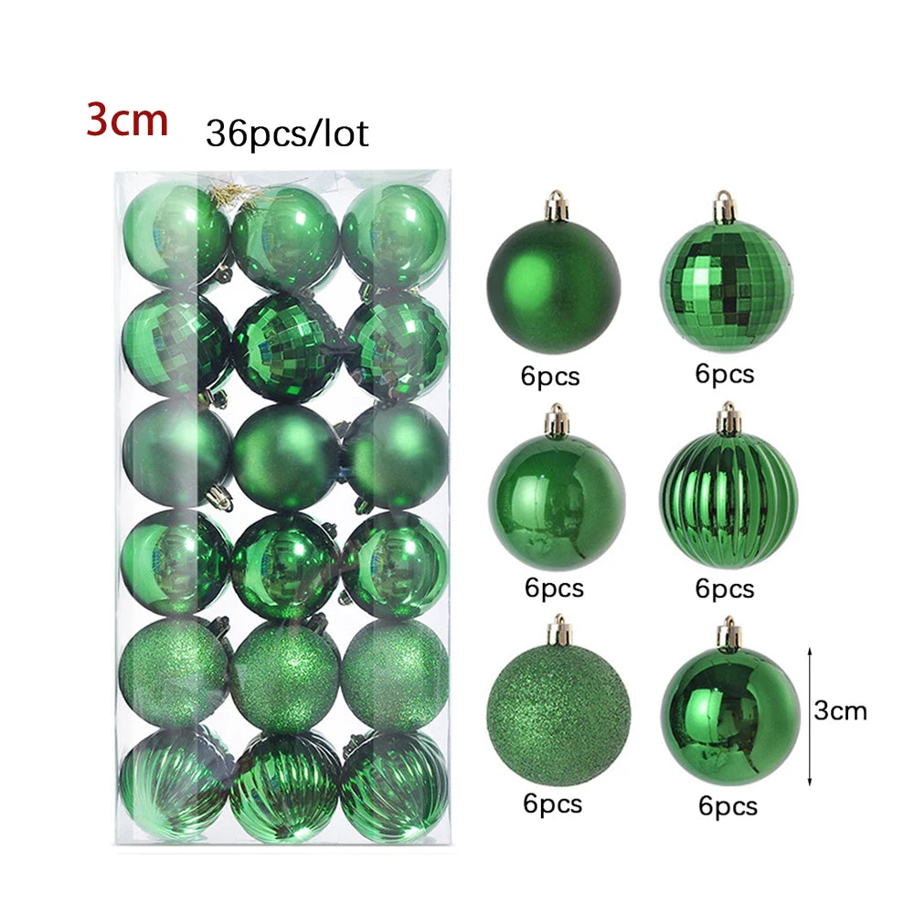 3/4Cm Christmas Ball Decoration Christmas Tree Ball Ornament Pendant Hanging Decor Merry Christmas Decoration Home New Year 2024