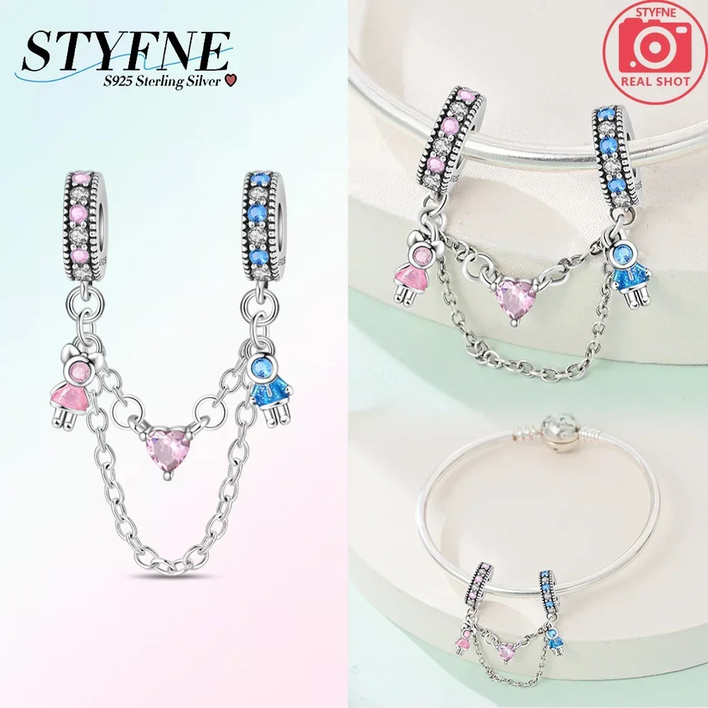 Original 100% 925 Sterling Silver Clasp Clip Bead Star Moon Safety Chain Fit 925 Original Bracelet DIY Jewelry Making Women Gift