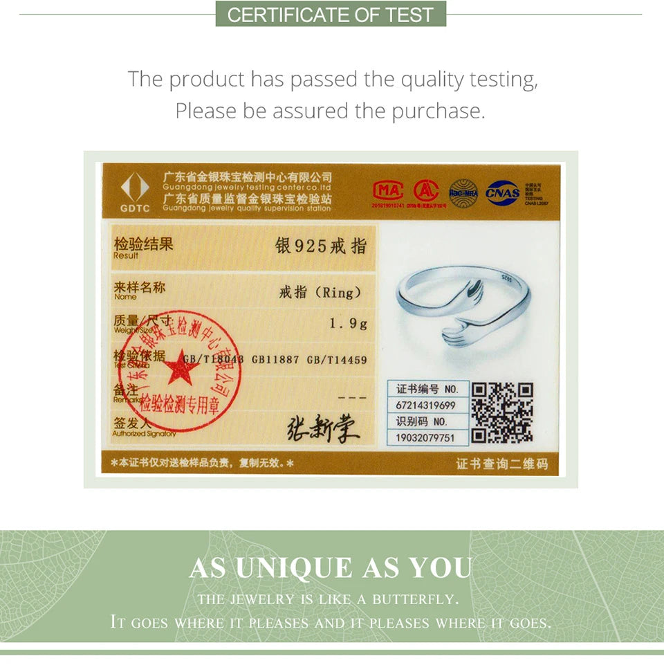 BAMOER 925 Sterling Silber Umarmung Wärme und Liebe Hand verstellbarer Ring für Frauen Partyschmuck, Sein großer liebevoller Umarmungsring 3 Farben