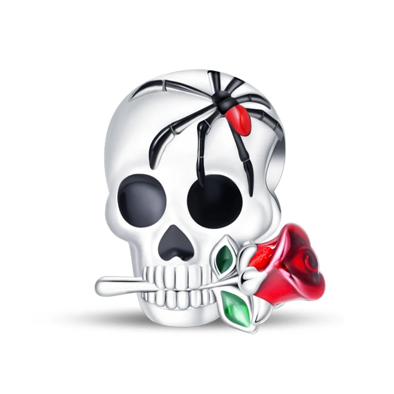 2025 New 925 Silver Rose Romantic Butterfly Skull Charms Beads Fit 3mm Original Bracelet DIY Jewelry Valentine's Day Gift