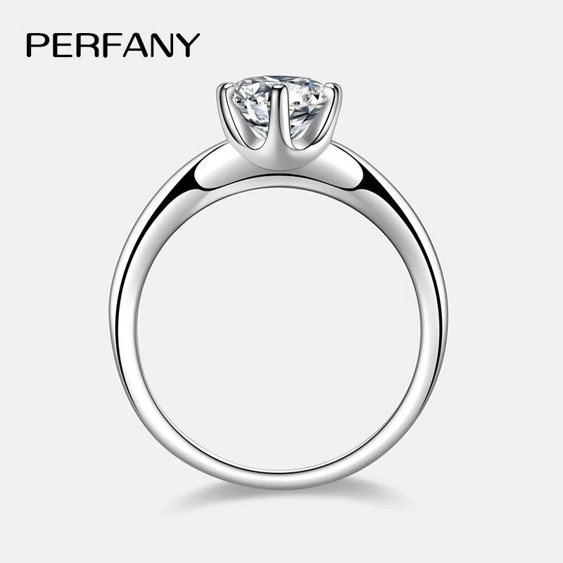 PERFANY 0.5-2CT Moissanite Ring for Women S925 Pure Silver Laboratory GRA Certified Diamond Wedding Luxury Jewelry - Madeinsea©
