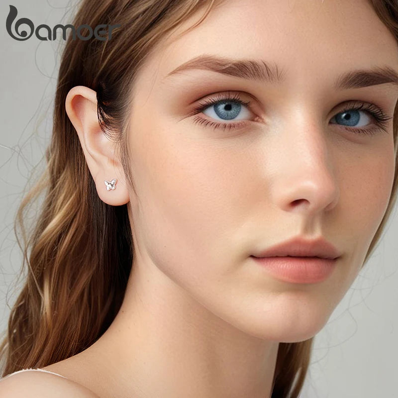 BAMOER Funkelnde, polierte Herzohrstecker, glänzende Schuppenohrringe für gestochene Finger, Damen und Mädchen, glitzernder Schmuck, Modeaccessoires